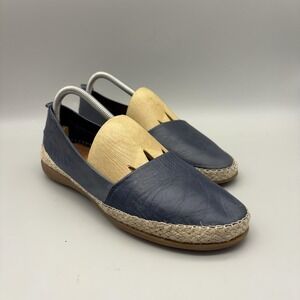 The FLEXX Shoes Womens Size 8.5 Blue Leather Espadrille Flats Slip On Comfort